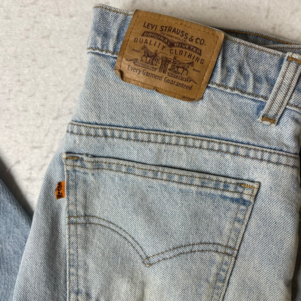 Levi's Orange Tab 505‎ Jeans Mens Light Wash Distressed Straight Leg